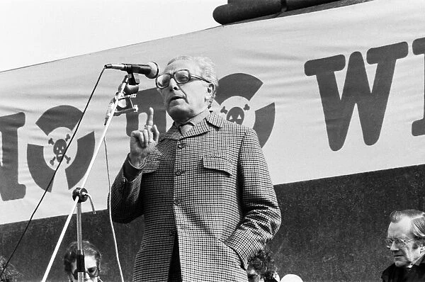 Leo Abse MP, speaking at a anti-nuclear demonstration in Trafalgar Square, London