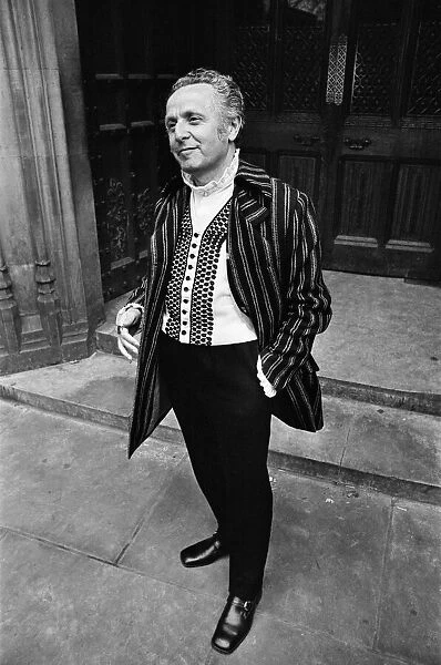 Leo Abse pictured wearing his budget day suit made of Welsh tweed. 15th April 1969