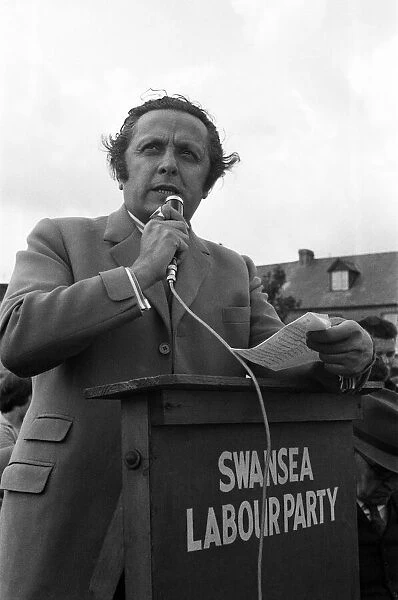 Leo Abse speaking at an anti German troops demonstration in Swansea, Wales