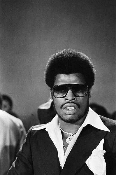 Leon Spinks at a press conference for his World Title fight against Muhammad Ali