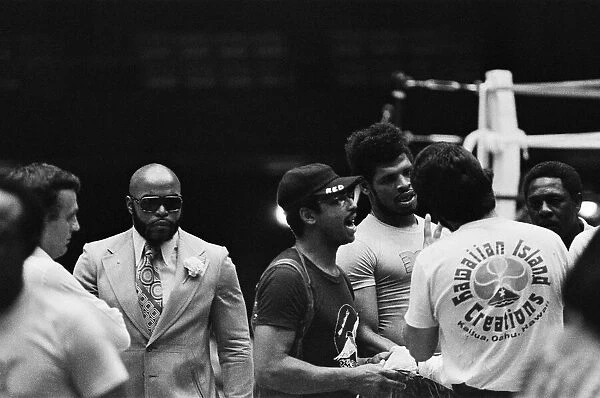 Leon Spinks (second right) in his training camp ahead of his second fight with Muhammad