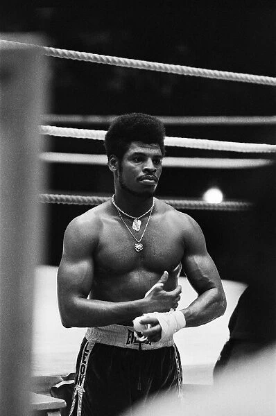 Leon Spinks wrapping his hands in the gym ahead of his second fight with Muhammad Ali