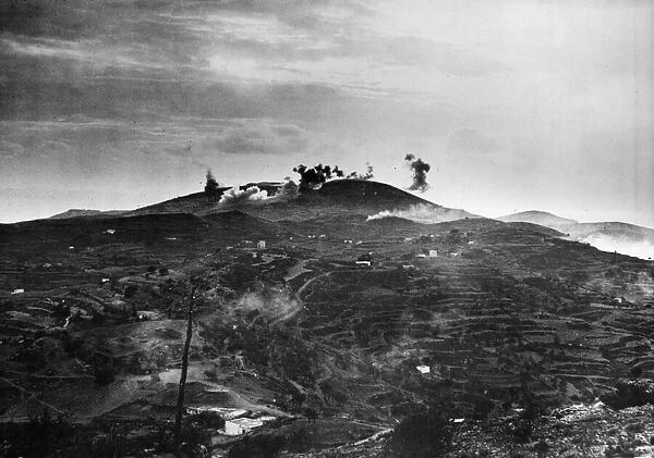 Leros: Enemy bombs falling on Leros Island during an attack