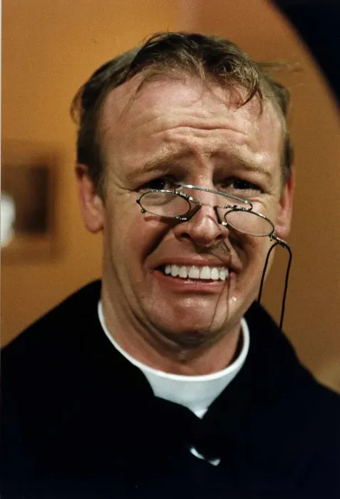 Framed Print : Les Dennis Comedian and TV presenter in one of his comedy roles as a vicar Framed Print : Les Dennis Comedian and TV presenter in one of his comedy roles as a vicar