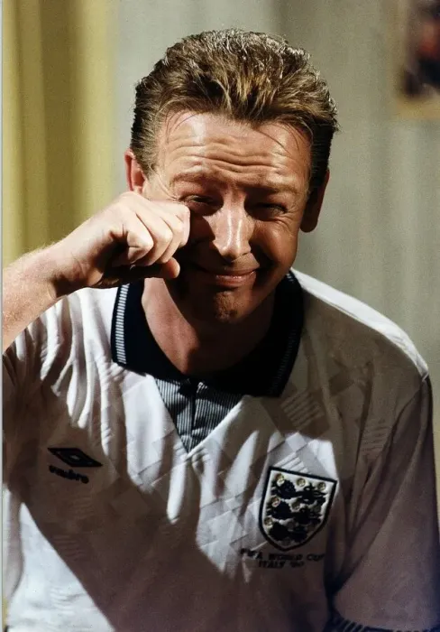 Framed Print : Les Dennis Comedian and TV presenter plays one of his roles as a Crying footballer in