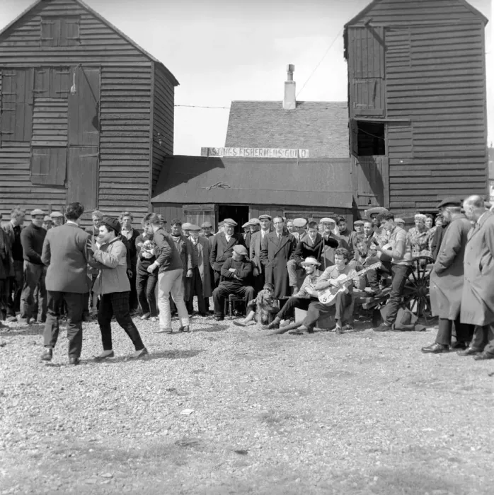 Framed Print : Les Hobeaux Skiffle group seen here performing on the sea front a Hastings. May 1957 Framed Print : Les Hobeaux Skiffle group seen here performing on the sea front a Hastings. May 1957