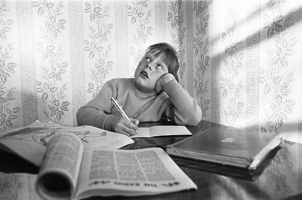 Lesley Brare seen here doing her homework. 22nd October 1963