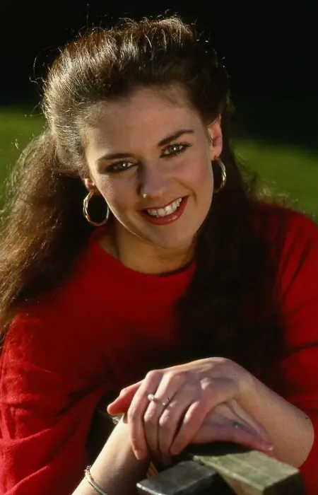 Framed Print : Lesley Fitzsimmons actress March 1988 wearing red jumper Framed Print : Lesley Fitzsimmons actress March 1988 wearing red jumper