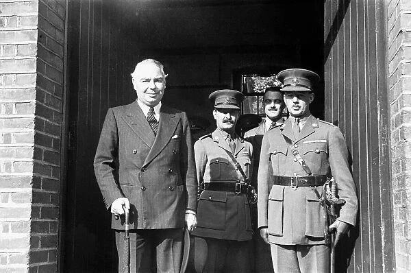 Leslie Hore-Belisha Secretary of State for War seen here with officers of the East Surrey