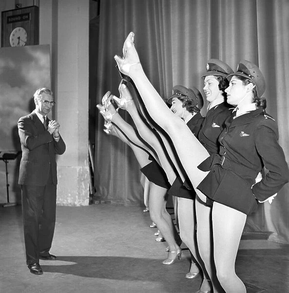 Leslie Jacks and the Topper Chorus girls seen here rehearsing at the BBC West London