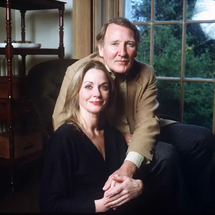 Framed Print : Leslie Phillips actor with wife Angela Scoular - April 1988 Dbase MSI