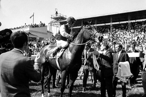 Lester Piggott jockey on Nijinksky the winner of the Epsom Derby - June 1970