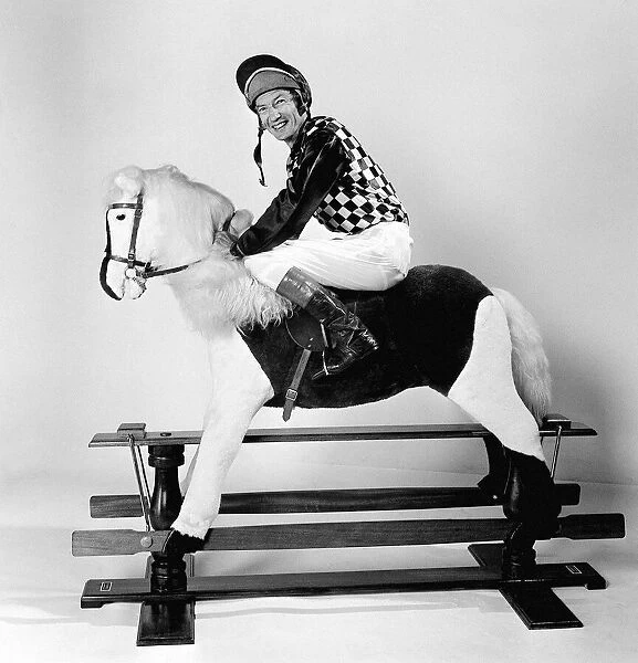 Lester Piggott posed with Rocking Horse in the Daily Mirror studio after being told