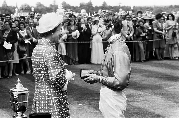 Lester Piggott with Queen Elizabeth after winning the King George VI