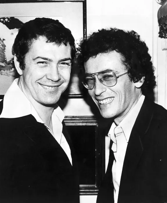 Framed Print : Lewis Collins actor with co-star Robert Powell right at the Gallery Boat Chinese Framed Print : Lewis Collins actor with co-star Robert Powell right at the Gallery Boat Chinese