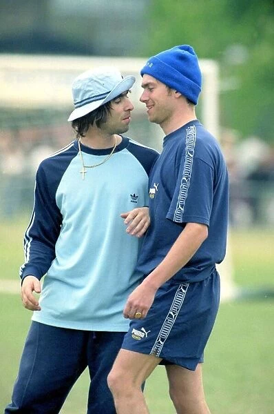 Liam Gallagher and Damon Albarn -May 1996 Come head to head in friendly Oasis v