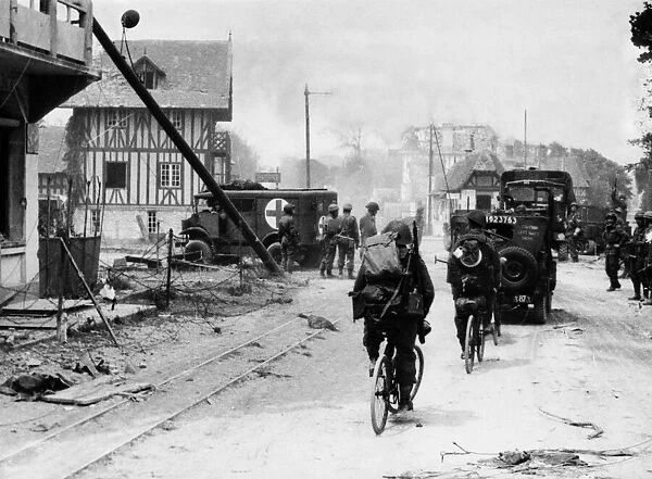 Liberation of Europe, British troops advance inland. British troops