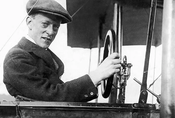 Lieut Parke Royal Navy seen here at the controls of his machine in which he was killed a