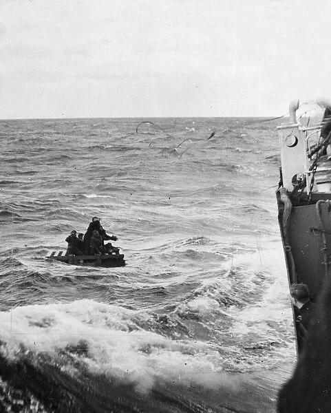 Lieutenant C L Davies, RN. Pictured at sea. Location unknown