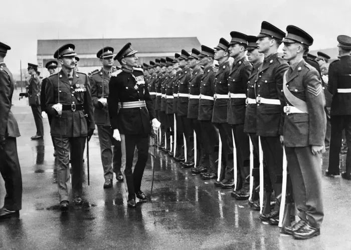 Framed Print : Lieutenant General Sir E Howard-Vyse inspects the First battalion Framed Print : Lieutenant General Sir E Howard-Vyse inspects the First battalion