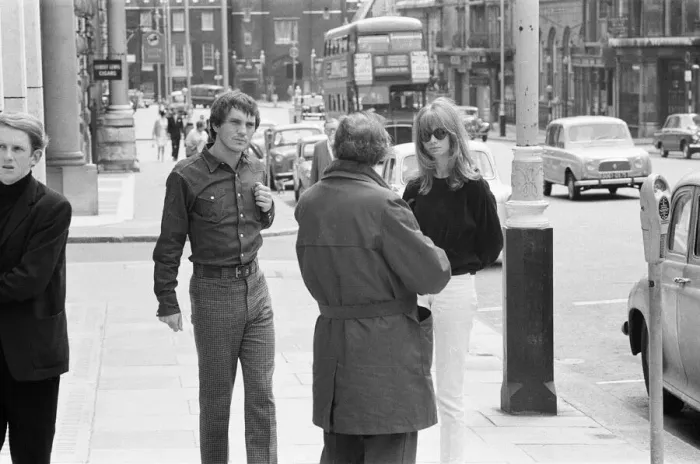 Framed Print : Life at the Top, 1965 film, on location filming around The Economist building in St James Framed Print : Life at the Top, 1965 film, on location filming around The Economist building in St James