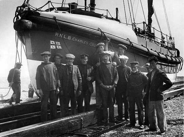 Lifeboat crew at Folkestone, Kent. 20th July 1933