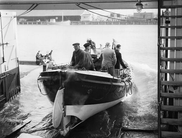 Lifeboat crew at Gorleston-on-Sea station on the Norfolk coast. Circa 1965