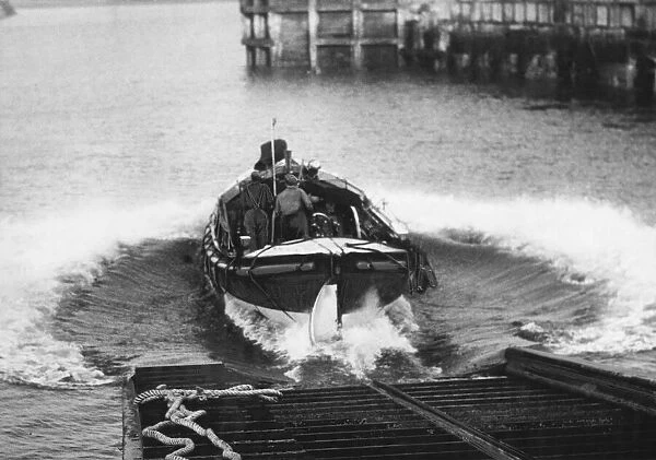 The lifeboat Elizabeth Wills Allen launches on her final voyage at Seaham