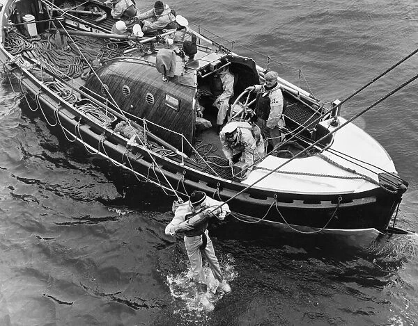 Lifeboat in operation in Rhyl, North Wales. May 1963