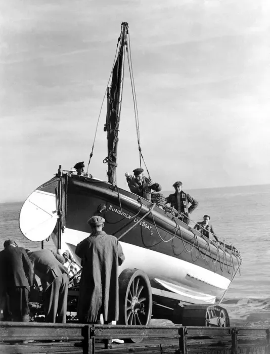 Framed Print : A lifeboat at Runswick. November 1951 Framed Print : A lifeboat at Runswick. November 1951