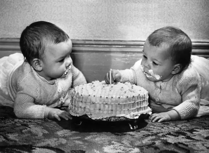 Framed Print : LifeOs a piece of cake now First birthday for two gurgling babies