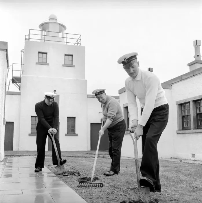 Framed Print : The lighthouse keepers and their families go about their daily duties around The Strathy Framed Print : The lighthouse keepers and their families go about their daily duties around The Strathy