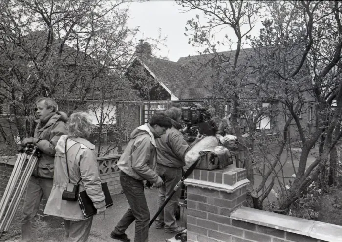 Framed Print : Lights, camera... but very little action. That was the scene as a camera crew filmed
