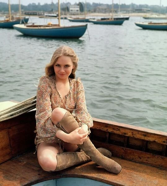 Linda Hayden sitting on boat September 1975