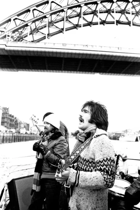 Framed Print : Lindisfarne sailed down the Tyne on a musical journey. The group were filming on board a Framed Print : Lindisfarne sailed down the Tyne on a musical journey. The group were filming on board a
