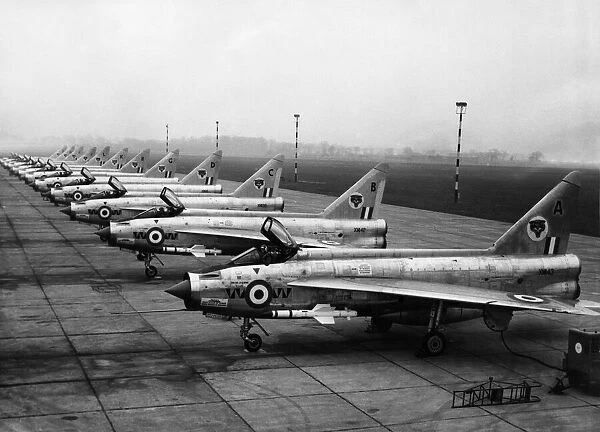 A line up of aircraft of Number 74 Squadron at RAF Coltishall, Norfolk