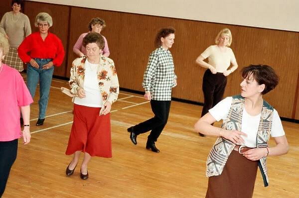 Line dancing at Billingham Forum. 18th February 1998