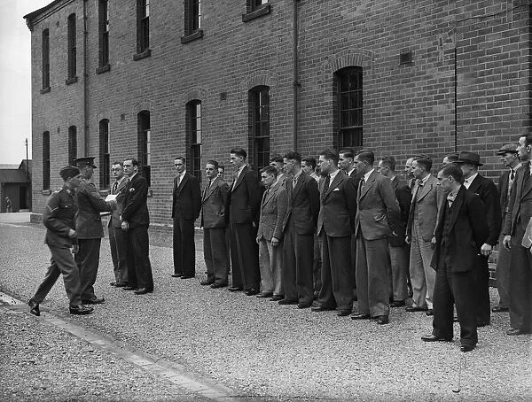 Lined up for the first roll call of their six monthsservice at Whittington Barracks