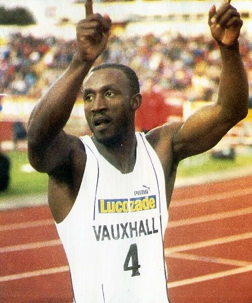 Linford Christie Athletics 100m Sprinter after beating Carl Lewis at Gateshead