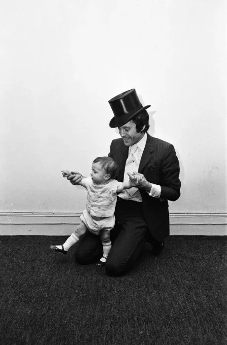 Framed Print : Lionel Blair giving dancing tuition to his 10-month-old son Daniel. 23rd June 1969 Framed Print : Lionel Blair giving dancing tuition to his 10-month-old son Daniel. 23rd June 1969