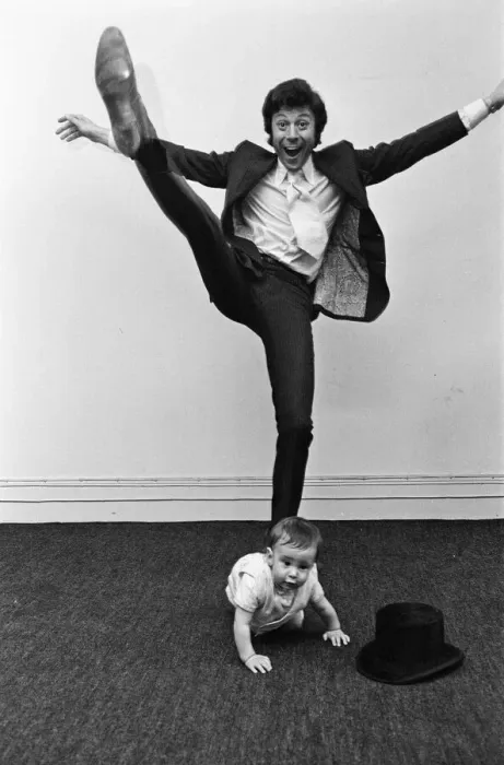 Framed Print : Lionel Blair giving dancing tuition to his 10-month-old son Daniel. 23rd June 1969 Framed Print : Lionel Blair giving dancing tuition to his 10-month-old son Daniel. 23rd June 1969