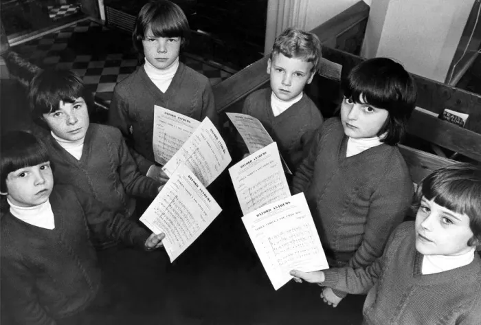 Framed Print : Six little choristers of St. Bedes Choir, Jarrow who have just returned from a Framed Print : Six little choristers of St. Bedes Choir, Jarrow who have just returned from a