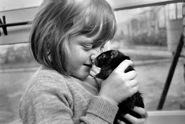 Little girl holding a rat. November 1969 Z10521-002