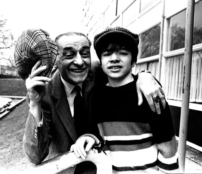 Framed Print : The Little Waster'comedian Bobby Thompson with Steven O Keefe, aged 15