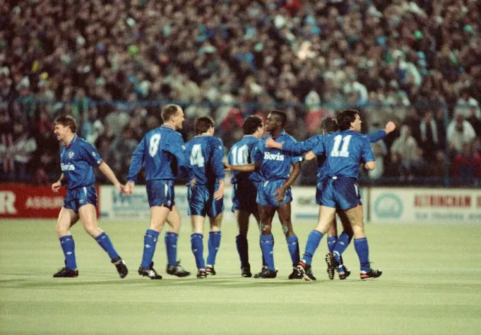 Framed Print : Littlewoods Cup. Oldham Athletic 6-0 West Ham 14th February 1990 Framed Print : Littlewoods Cup. Oldham Athletic 6-0 West Ham 14th February 1990