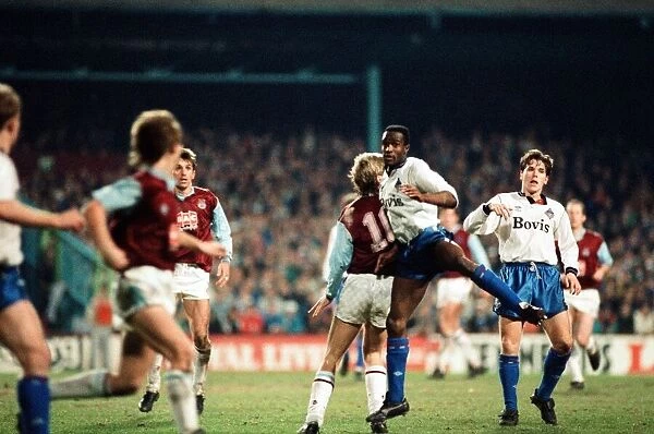 Littlewoods Cup replay. West Ham 3 v Oldham Athletic 0. 7th March 1990