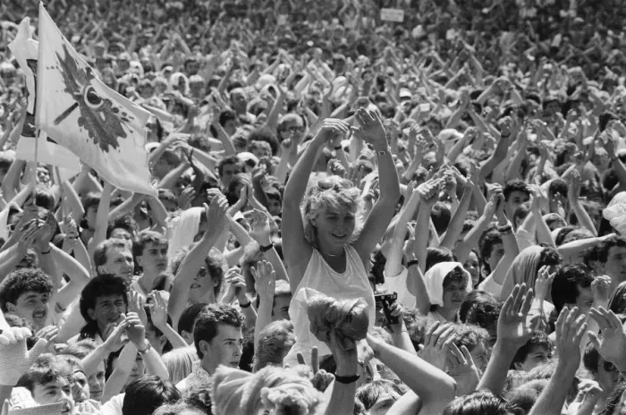 Framed Print : Live Aid benefit concert held on 13th July 1985 at Wembley Stadium in London, England Framed Print : Live Aid benefit concert held on 13th July 1985 at Wembley Stadium in London, England