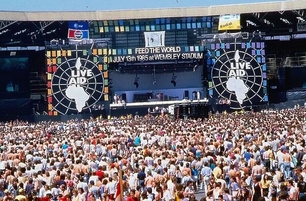 Live Aid concert July 1985 crowds at Wembley Stadium
