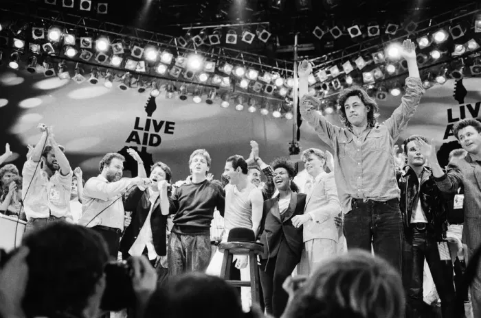 Framed Print : Live Aid dual venue benefit concert held on 13th July 1985 at Wembley Stadium in London