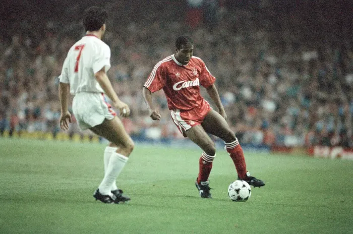 Framed Print : Liverpool 9-0 Crystal Palace, Division One match held at Anfield, Liverpool. John Barnes Framed Print : Liverpool 9-0 Crystal Palace, Division One match held at Anfield, Liverpool. John Barnes